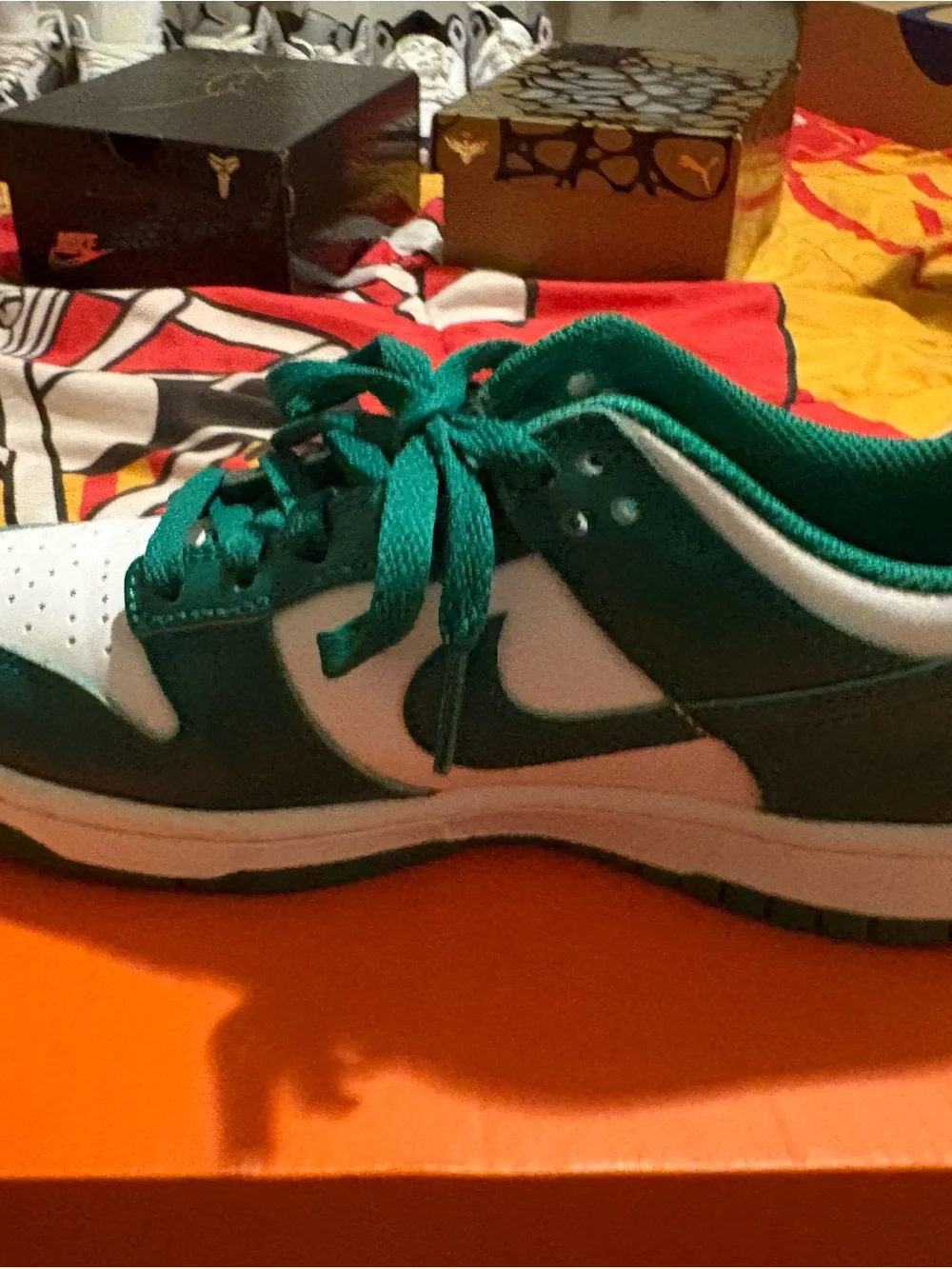 Nike Kids Green and White Low-Top Sneakers